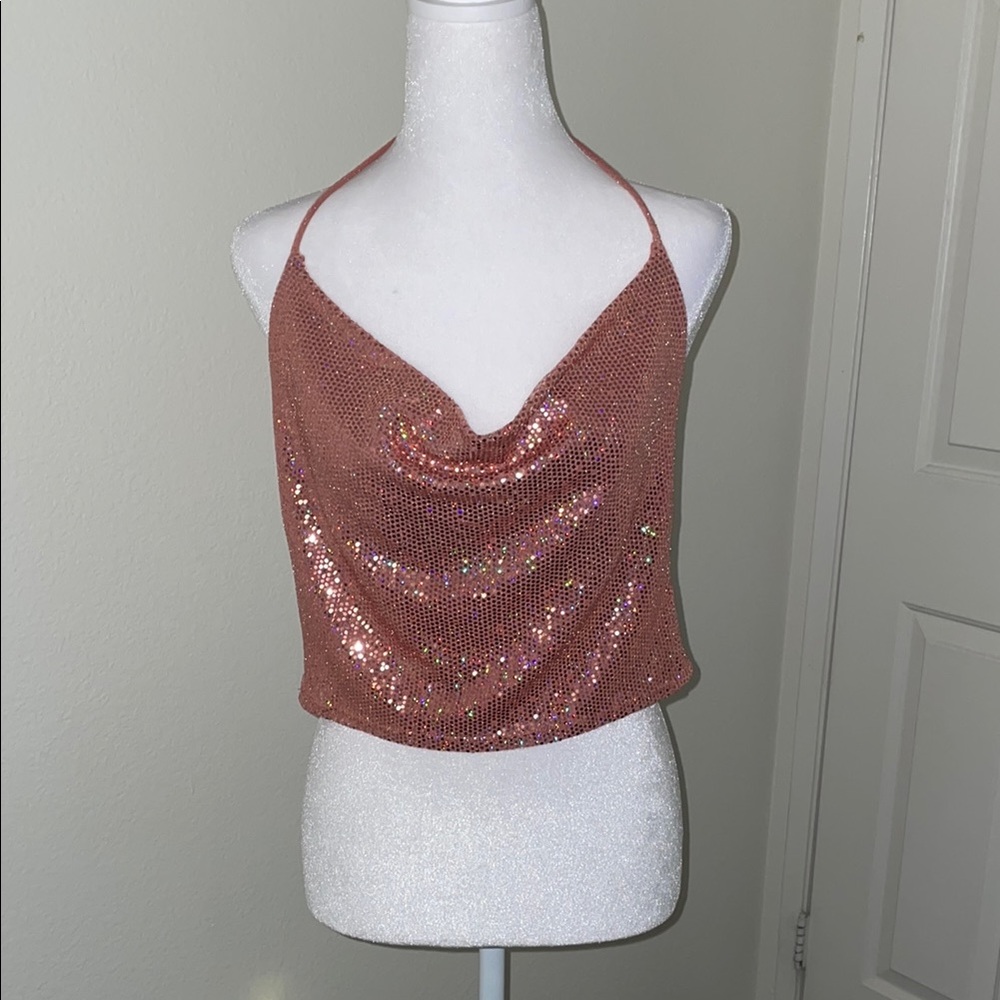 Gold Sequin Crop Camisole